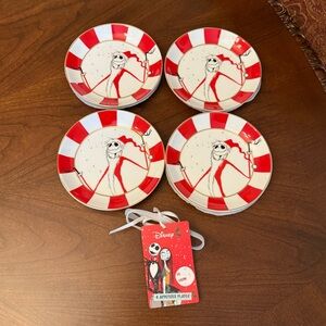 Set Of 4 Zrike Disney Nightmare Before Christmas Party / Appetizer Plates NWT